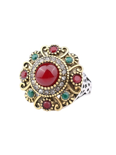 Retro style AAA Resin Cubic Crystals Round Ring