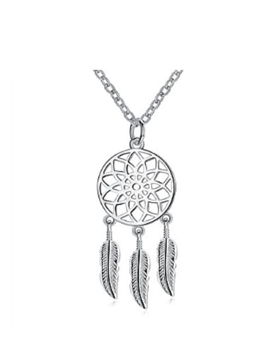Fashion Hollow Round Feathers Necklace