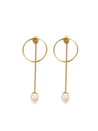 Elegant Round Shaped Artificial Pearl Drop Earrings
