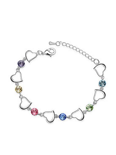 Simple Hollow Heart Cubic austrian Crystals Alloy Bracelet