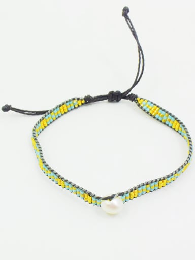 Handmade Woven Geometric Artificial Pearl Bracelet