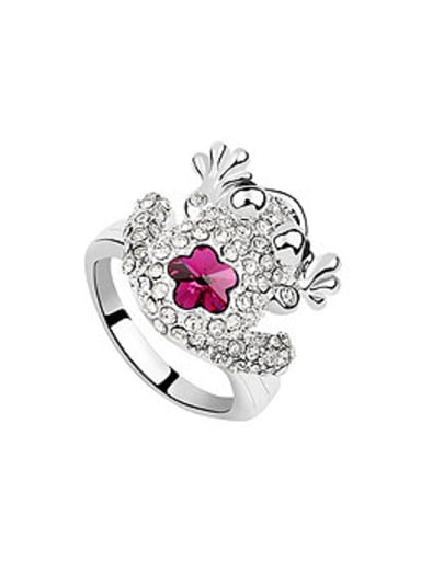 Personalized austrian Crystals-covered Toad Alloy Ring