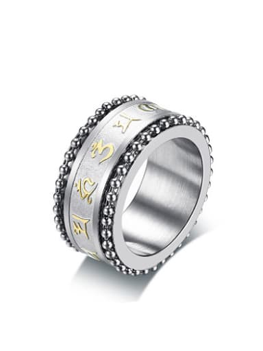 Men Personality Stainless Steel Scriptures Ring