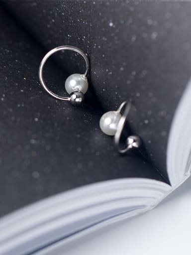 Temperament Geometric Shaped Artificial Pearl Clip On Earrings