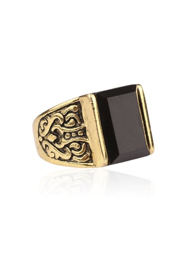 Retro style Black Resin stone Antique Gold Plated Alloy Ring