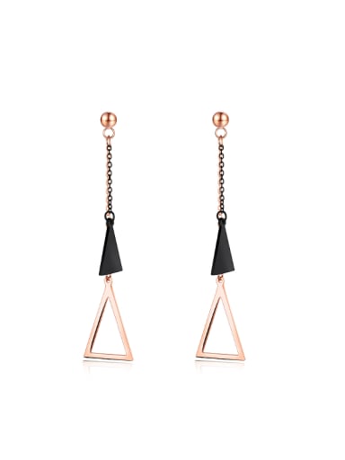 Simple Triangle Rose Gold Plated Titanium Drop Earrings