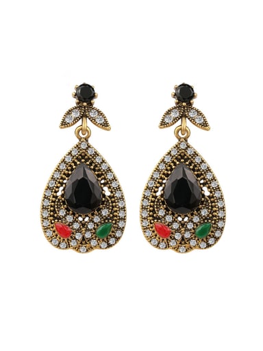 Ethnic style Water Drop Resin stones White Crystals Alloy Drop Earrings