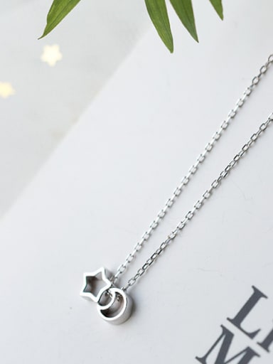 Elegant Moon And Star Shaped S925 Silver Necklace
