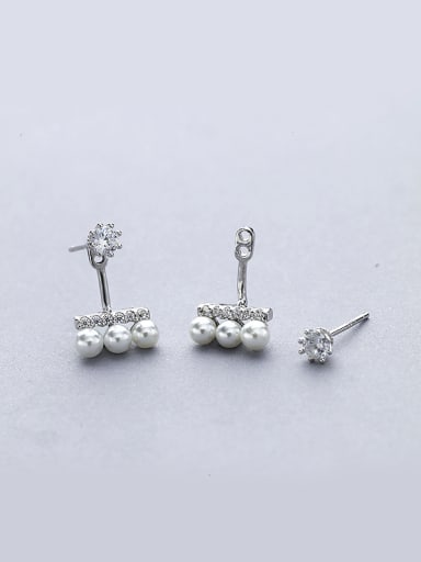 Fashionable Geometric Pearl Stud Earrings