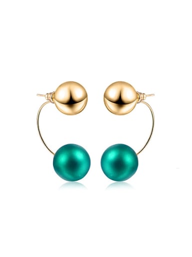Delicate Double Color Design Bead Shaped Stud Earrings