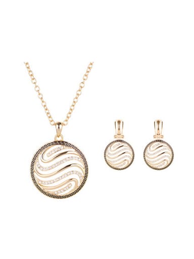 Alloy Imitation-gold Plated Fashion Round-shaped Hollow Two Pieces Jewelry Set