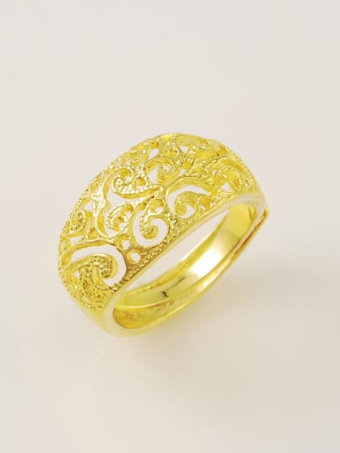 Personality 24K Gold Plated Hollow Flower Shaped Ring