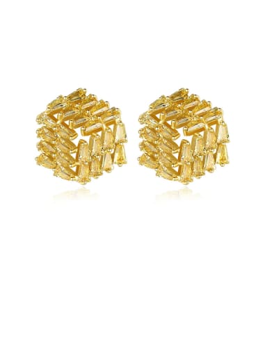 copper With Cubic Zirconia Personality Geometric Stud Earrings