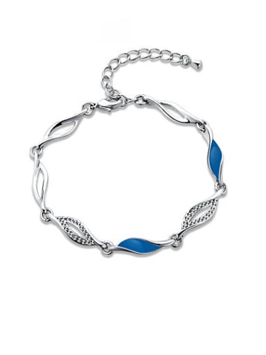 Trendy Blue Wave Shaped Enamel Bracelet