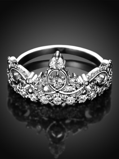 Exquisite Crown Shaped Zircon Platinum Plated Ring