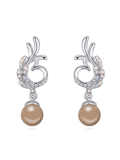 Fashion Imitation Pearls Tiny Cubic Crystals Alloy Stud Earrings