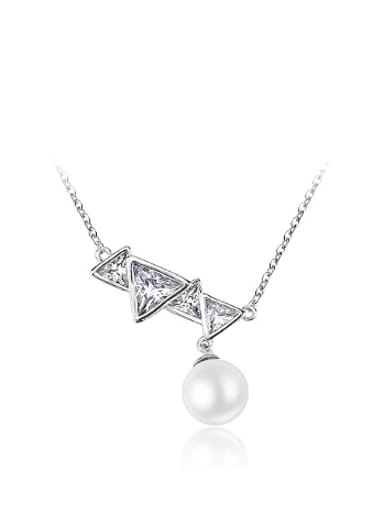 Fashion Triangle Zircon Artificial Pearl Necklace