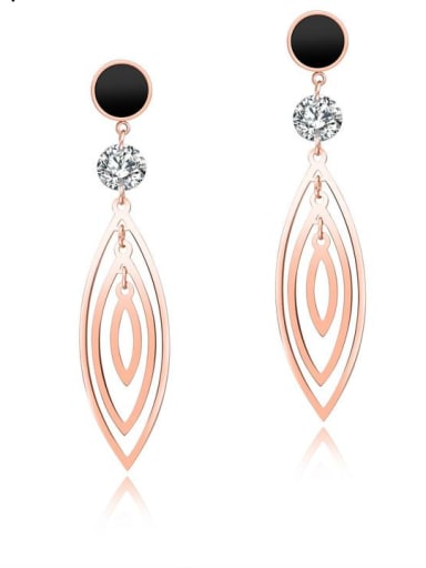 Stainless Steel With Rose Gold Plated Fashion Leaf Earrings
