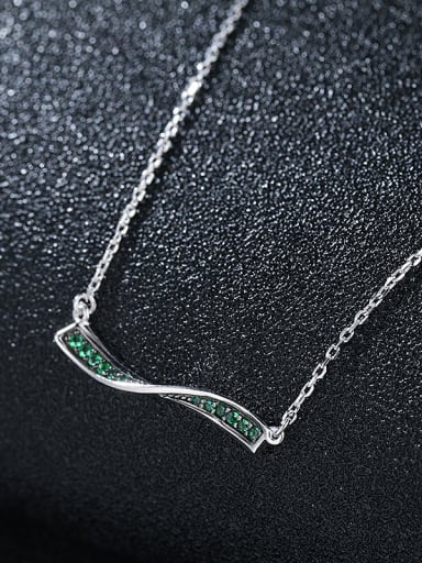 925 Sterling Silver With Platinum Plated Simplistic One Word Wave Necklaces