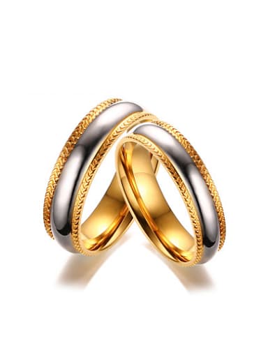 Trendy Gold Plated High Polished Geometric Titanium Ring