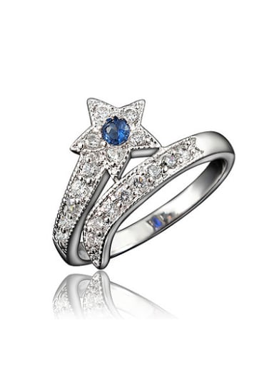 High Quality Blue Star Shaped 4A Zircon Ring