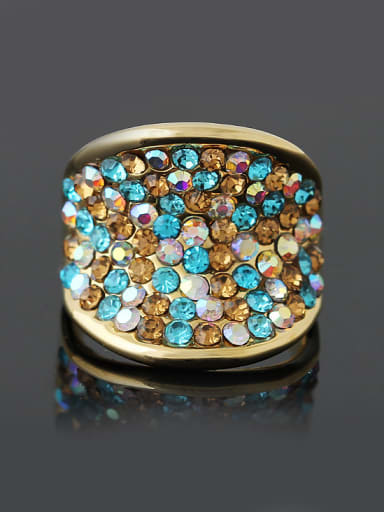 Exaggerated Gold Plated Colorful Rhinestones Alloy Ring