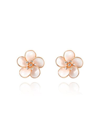 Temperament Plum Blossom Shaped Opal Stud Earrings