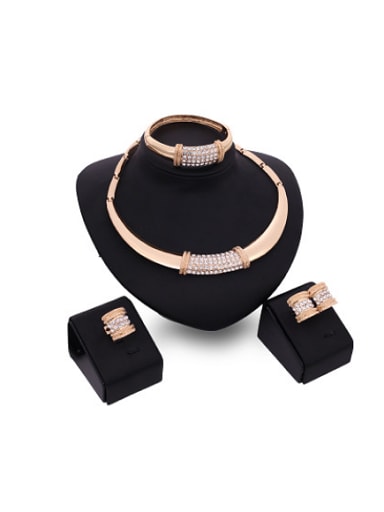 2018 Alloy Imitation-gold Plated Fashion Rhinestones Four Pieces Jewelry Set