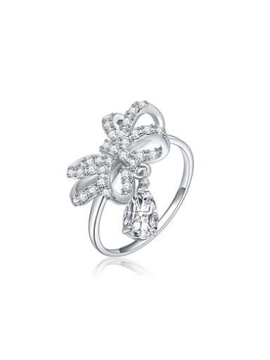 White Gold Plated Bowknot Shaped Zircon Ring