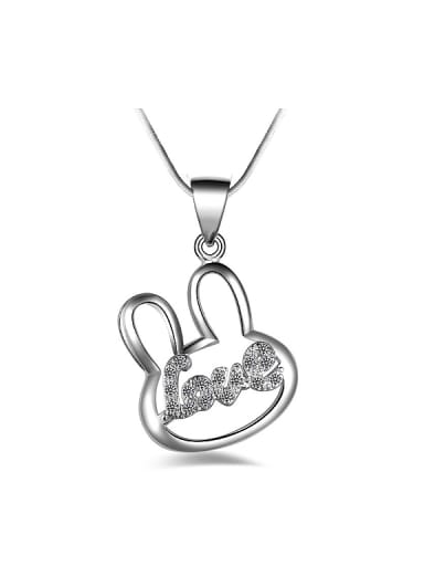 Fashion Hollow Bunny Cubic Zirconias Love Pendant Copper Necklace