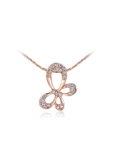 Elegant Rose Gold Shaped Butterfly Crystal Necklace