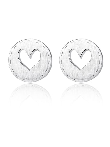 925 Sterling Silver  Simplistic Heart Stud Earrings