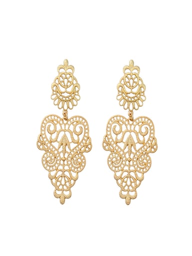 Alloy Gold Plated Hollow Flower-Shaped drop earring