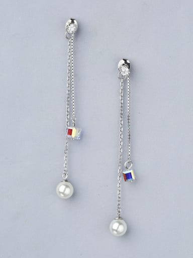 925 Silver Zircon Shell Pearl Drop Earrings