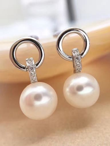 Fashion Freshwater Pearl Round Stud drop earring
