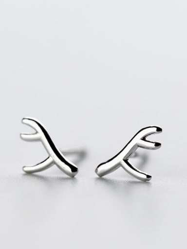 Exquisite Antlers Shaped S925 Silver Stud Earrings