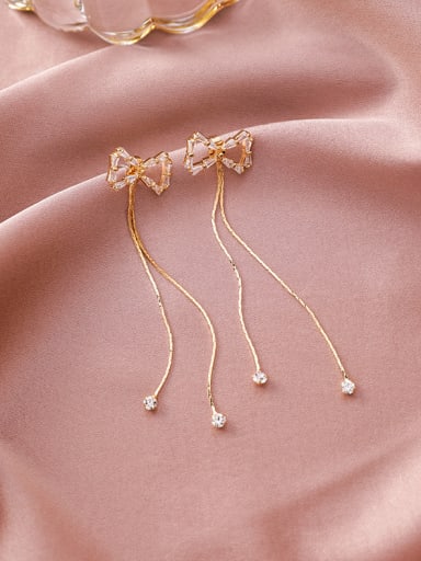 Alloy With Gold Plated Simplistic Bowknot Threader Earrings