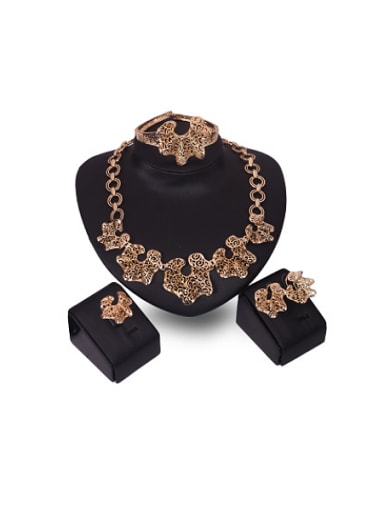 Alloy Imitation-gold Plated Vintage style Hollow Four Pieces Jewelry Set