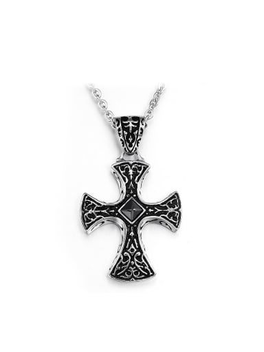 Punk style Black Cross Titanium Necklace