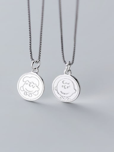 925 Sterling Silver With Platinum Plated Cartoon Round Pendants
