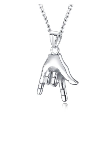 Stainless Steel With Glossy Rock Gesture  Men's  Pendants