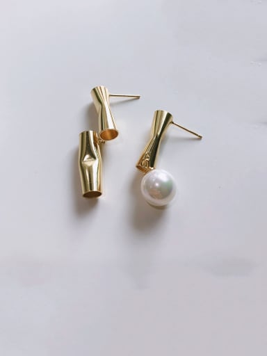 925 Sterling Silver With Gold Plated Personality Asymmetry Stud Earrings