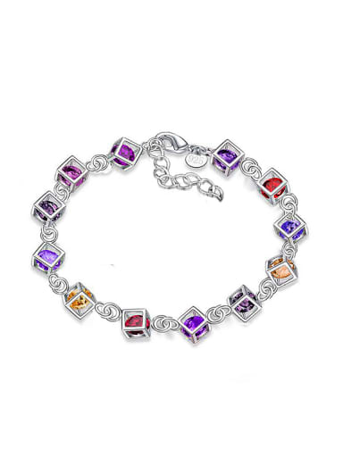 Fashion Colorful Cubic Zirconias Copper Bracelet