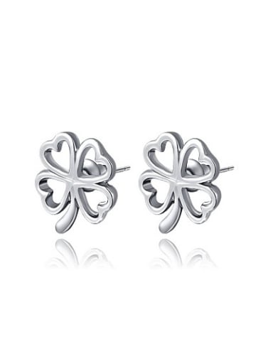 Personality White Gold Plated leaf Shaped Stud Earrings