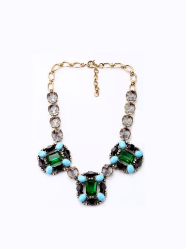 Fashion Rectangle Shaped Artificial Stones Alloy Necklace