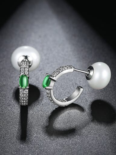 AAA zircon fashion simple round pearl earring