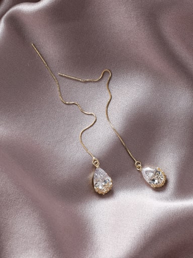 Alloy With Gold Plated Simplistic Water Drop Threader Earrings