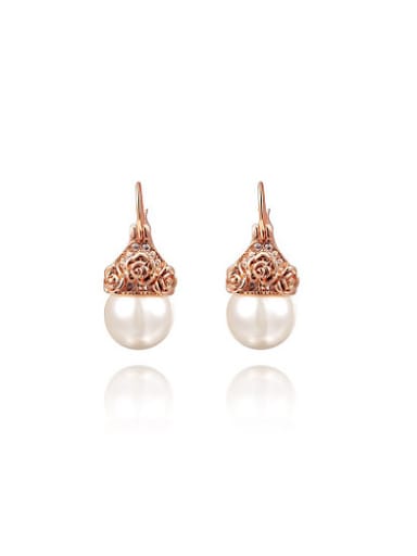 Elegant Flower Shaped Pearl Drop Earrings
