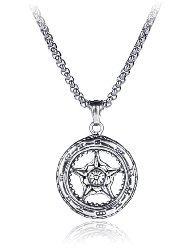 Stainless Steel With Antique Silver Plated Vintage Round anchor Necklaces