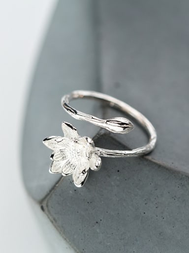 Creative Open Design Flower Shaped S925 Silver Ring